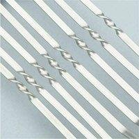 VOGREX 12PCS Long Metal BBQ Skewers Flat Steel Kebab Grill Sticks in Silver
