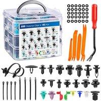 VOGREX 725Pcs Car Trim Clips Retainers Rivets Panel Fasteners Removal Tool in Black