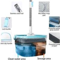 Nordara Mop Set with Bucket & 2 Chamber System for Separating Dirt in Blue | Size: 100 cm x 100 cm