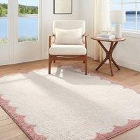 Livabliss Fossay Shag-Washable Black Cream Pink Modern High Pile Living Rug in Ivory | Size: 200 cm x 275 cm