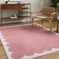 Livabliss Fossay Shag-Washable Black Cream Pink Modern High Pile Living Rug | Size: 160 cm x 215 cm