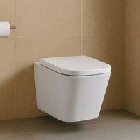 Bathroom Kingdom Milan Rimless Wall Hung Toilet With Soft Close Seat in White