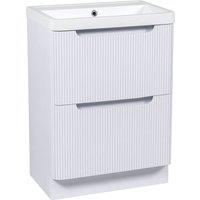 Bathroom Kingdom Monza White Gloss Fluted Basin Vanity 600mm