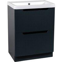 Bathroom Kingdom Monza Fluted Basin Vanity 600mm in Dark Navy