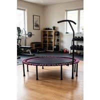 48in Foldable Round Trampoline with Adiustable Handle in Pink