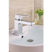 Bathroom Kingdom Raglan Chrome Modern Square Basin Mixer Tap in Silver