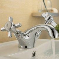 Bathroom Kingdom Tenby Chrome Traditional Basin Mixer Tap in Silver