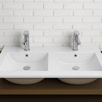 Bathroom Kingdom Turin Twin Rectangular Counter Top Basin 395mm in White