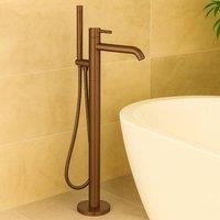 Bathroom Kingdom Redondo Brushed Bronze Round Freestanding Bath Tap with Shower Mixer