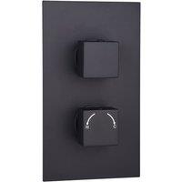 Bathroom Kingdom Menai Black Square Thermostatic Shower Valve - 2 Outlet