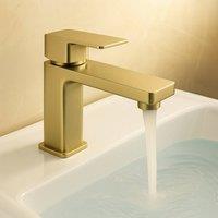 Bathroom Kingdom Swansea Brushed Brass Basin Mixer Tap & Waste in Gold
