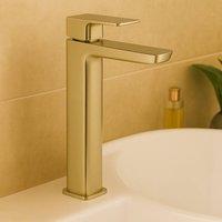 Bathroom Kingdom Swansea Brushed Brass Freestanding Basin Mixer Tap in Gold