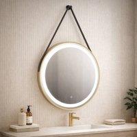 Bathroom Kingdom Delilah Brushed Brass Round Illuminated LED Mirror 600x800mm in Gold
