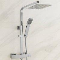 Bathroom Kingdom Menai Premium Chrome Square Thermostatic Shower Set in Silver