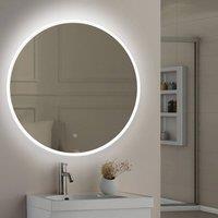 Bathroom Kingdom Lily Round Illuminated LED Mirror 800mm in Silver