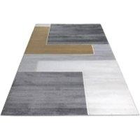Stratus Interiors Modern Hartley Living Room Rug Geometry Design Soft Pile in Grey | Size: 160 cm x 230 cm