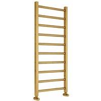 Bathroom Kingdom Sanson Brushed Brass Straight Heated Towel Rail 800x500mm in Gold