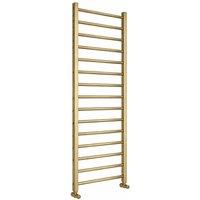 Bathroom Kingdom Sanson Brushed Brass Straight Heated Towel Rail 1200x500mm in Gold