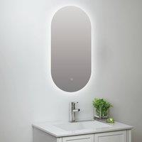 Bathroom Kingdom Raffy Oval Backlit Illuminated LED Mirror 400x800mm in Silver