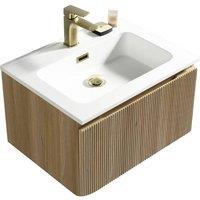 Bathroom Kingdom Flauto Oak Wall Hung Basin Drawer Vanity 600mm
