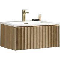 Bathroom Kingdom Flauto Oak Wall Hung Basin Drawer Vanity 800mm