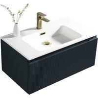 Bathroom Kingdom Flauto Midnight Wall Hung Basin Drawer Vanity 800mm in Navy