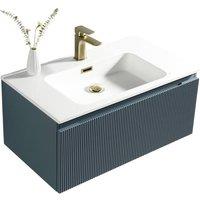 Bathroom Kingdom Flauto Smoked Sage Wall Hung Basin Drawer Vanity 800mm in Teal