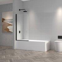 Bathroom Kingdom Vienna Easy Clean Black 6mm Bath Screen - 800mm