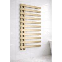 Bathroom Kingdom Milton Brushed Brass Designer Flat Panel Heated Towel Rail 1564x500mm in Gold
