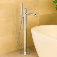 Bathroom Kingdom Redondo Chrome Round Freestanding Bath Tap with Shower Mixer in Silver