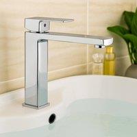 Bathroom Kingdom Quadrado Chrome Square Tall Basin Mixer Tap in Silver