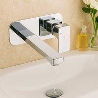 Bathroom Kingdom Quadrado Chrome Square Wall Mounted Control Basin Mixer Tap in Silver