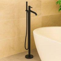 Bathroom Kingdom Redondo Matt Black Round Freestanding Bath Tap with Shower Mixer