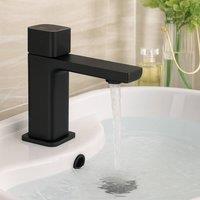 Bathroom Kingdom Quadrado Matt Black Square Push Button Basin Mixer Tap