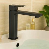 Bathroom Kingdom Quadrado Matt Black Square Tall Basin Mixer Tap