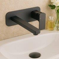 Bathroom Kingdom Quadrado Matt Black Square Wall Mounted Control Basin Mixer Tap