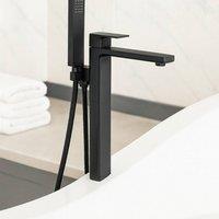 Bathroom Kingdom Quadrado Matt Black Square Freestanding Bath Tap with Shower Mixer