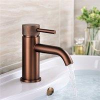 Bathroom Kingdom Redondo Brushed Bronze Round Basin Mixer Tap in Brown