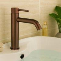 Bathroom Kingdom Redondo Brushed Bronze Round Tall Basin Mixer Tap in Brown