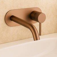 Bathroom Kingdom Redondo Brushed Bronze Round Wall Mounted Control Basin Mixer Tap