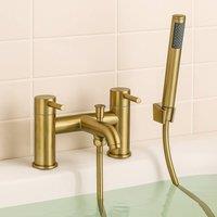 Bathroom Kingdom Chepstow Brushed Brass Bath Shower Mixer Tap in Bronze