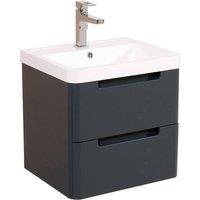 Bathroom Kingdom Monza Grey Wall Hung Slimline Basin Drawer Vanity 500mm