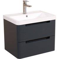 Bathroom Kingdom Monza Grey Wall Hung Slimline Basin Drawer Vanity 600mm