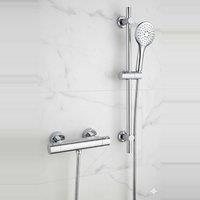 Bathroom Kingdom Snowdon Chrome Round Thermostatic Bar Shower Set in Silver