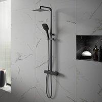 Bathroom Kingdom Menai Premium Black Square Thermostatic Shower Set