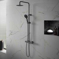 Bathroom Kingdom Menai Premium Black Round Thermostatic Shower Set