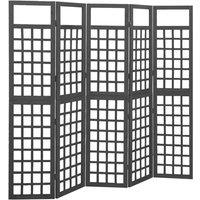Berkfield Home 5-Panel Room Divider/Trellis Solid Fir Wood Black 201.5x180 cm