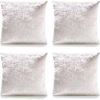 Luxury Living Crushed Velvet Cushions Set of 4 With Fibre Filled Pads in Cream | Size: 45 cm x 45 cm