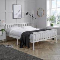 Home Source Florida 3FT Single Wooden Bed Frame Solid Pine Slatted Base in White | Size: Double