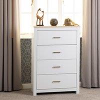 Seconique Portland 4 Drawer Chest in White